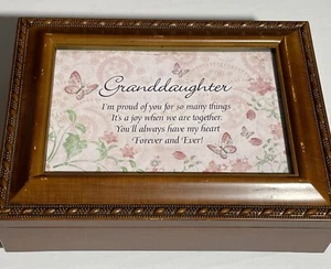 Granddaughter Greatest Gifts Ever Woodgrain Inlay Jewelry Music Box - Picture 1 of 10