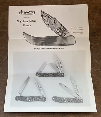PARKER FROST TREZE COLÔNIAS FACA DE VEADO BICENTENÁRIO CATÁLOGO FOLHETO DE VENDAS - Imagem 1 de 4