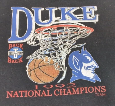 Duke Blue Devils Gildan Hoodie 1992 Back to Back National Champions Mens M Black - Image 1 of 4