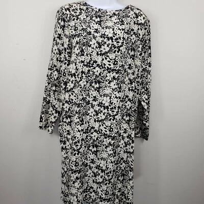 Женщина винтажное платье 12 черно-белый цветочный Pat Argenti шелк - Изображение 1 из 4
