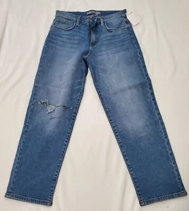 Joe's Jeans Straight Leg High Waist Distressed Cropped Blue Denim Pants Size 26 - Picture 1 of 8