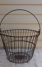 Heavy Steel Wire, Antique Egg Basket.  11 Inches Tall X 14 Inches in Diameter.