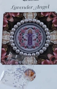 JUST NAN LAVENDER ANGEL CROSS STITCH CHART & EMB. PACK - Picture 1 of 3