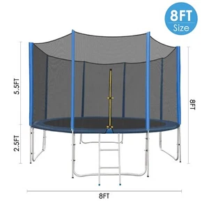 12FT Trampoline for Kids with Safety Enclosure Net & Ladder Outdoor Yard - Picture 1 of 16