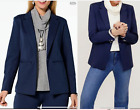 New Marla Wynnelayers 360 Stretch Blazer Jacket Blue  Plus Sz 3X