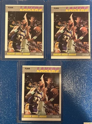 1987-88 Fleer Basketball Kareem Abdul-Jabbar #1 Los Angeles Lakers 87 Lot of 3 - Image 1 of 4