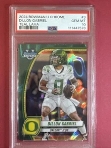 2024 Bowman U Chrome - Dillon Gabriel #3 Teal Lava Refractor (RC) PSA 10 POP 5 - Picture 1 of 3
