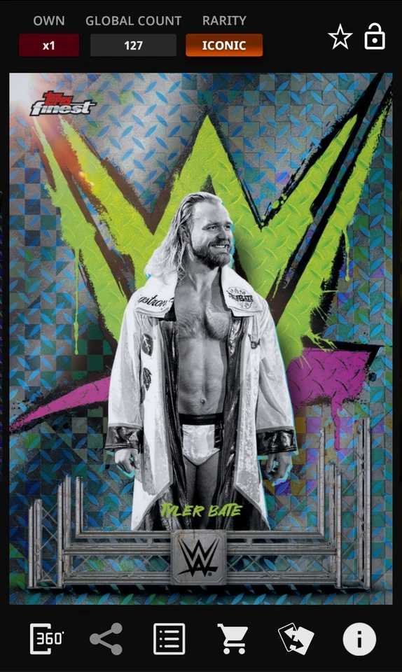 Tyler Bate - Blue Checkerboard Base 149cc Iconic - Topps Slam WWE Finest 25 - Image 1 of 1