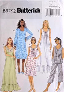 Butterick Sewing Pattern Women's NIGHTGOWN & PAJAMAS TOP PANTS B5792 L-XL-XXL UC - Picture 1 of 6