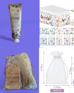 Butterfly Baby Shower Favors Hand Lotion Lip Balm Organza Bags Kraft Paper Tags - Picture 1 of 6