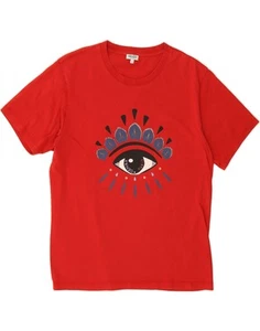 KENZO Womens Graphic T-Shirt Top UK 16 Large Red Cotton CM06 - Picture 1 of 3
