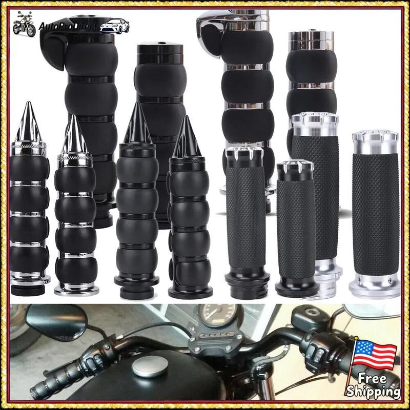 Manillar empuñaduras negras cromadas de 1" para motocicleta Harley Yamaha Virago 750 Foto 1 de 2
