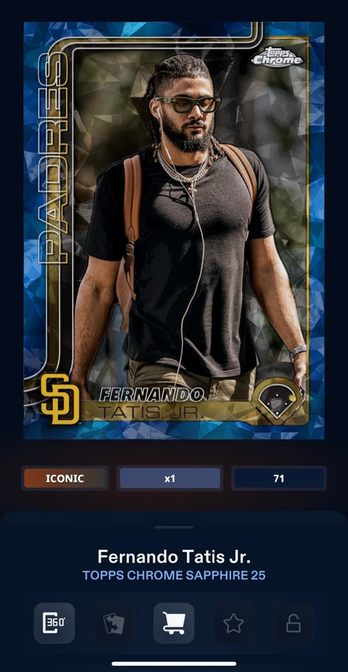 DIGITAL CARD Topps Bunt 25 CHROME SAPPHIRE IMAGE VARIATION ICONIC FERNANDO TATIS - Image 1 of 1