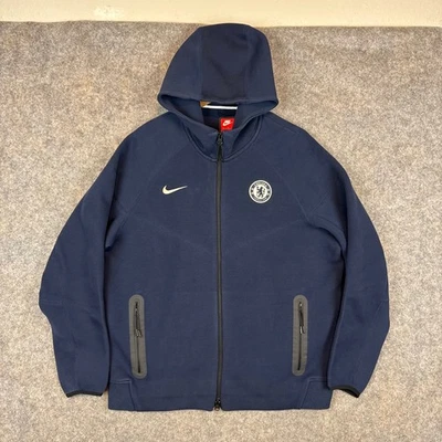 Sudadera con capucha polar Nike Chelsea FC Tech para hombre XL azul marino cremallera completa escudo del equipo de fútbol Foto 1 de 4