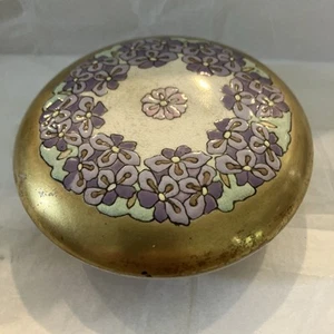 Vintage Limoges Dresser Powder Box Marked Johnson 1914 - Lovely Violets - Picture 1 of 10