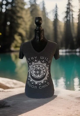 EUC  Mighty Fine Stay Wild Moon Child Charcoal T-Shirt  Women’s Size S - Image 1 of 4