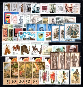GERMANIA: DDR/GDR, Sc#2720/B202, 1989 Collezione: 50+ francobolli e 5 fogli MNH OG - Foto 1 di 4