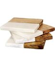 White & Brown Marble Square Shape Coaster Set of 4 pcs for Hot & Cold Drinks