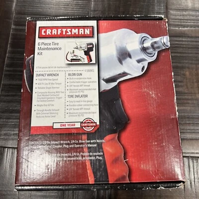 Craftsman 16861 6 Piece Tire Maintenance Kit 1/2'' Impact Wrench  TT233 New OS - Image 1 of 4