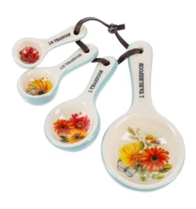 Ganz Ceramic DAISY FLOWERS Measuring Spoon Set Tablespoon 1, 1/2 & 1/4 Teaspoon - Picture 1 of 2