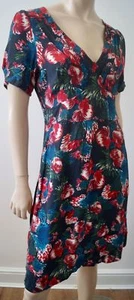 BRORA Sommerkleid Mehrfarbig Blumenmuster V-Ausschnitt Plissee Kurzarm A-Linie  - Bild 1 von 7