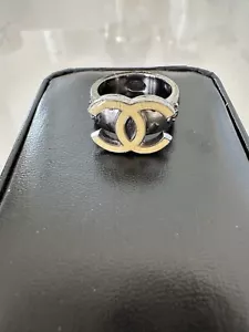 CHANEL Glitter Enamel CC Ring Size 6 - Picture 1 of 7