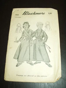 VINTAGE SEWING PATTERN BLACKMORE 7842. DRESSING GOWNS 9/10 YEARS. UNCUT - Picture 1 of 1