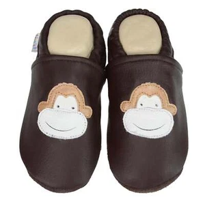 Liya's Lederpuschen Krabbelschuhe Hausschuhe - #581 Affe in rotbraun - Picture 1 of 3