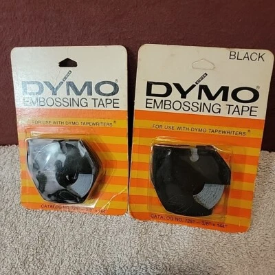 NOS Dymo Embossing Tape Blue 3/8" x 144" Catalog #7291 Vintage 1971 Black/Blue - Image 1 of 4