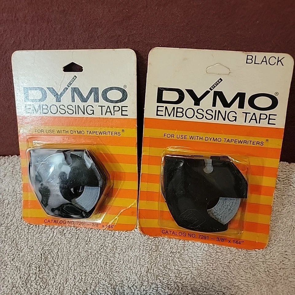 NOS Dymo Embossing Tape Blue 3/8" x 144" Catalog #7291 Vintage 1971 Black/Blue - Image 1 of 4
