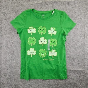 CARTER'S GIRLS St. Patrick's Day ALWAYS Lucky Jersey EMOJI TEE TOP SIZE 14 NEW - Picture 1 of 1