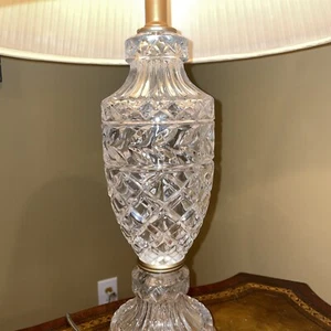 VTG Crystal Lamp With Gold Accents Stunning Waterford? X’s & Laurel Leafs 28” - Picture 1 of 8