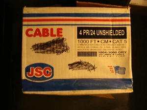 jsc wire & cable 1804-1000 gry 4 pr/24 unshielded 1000ft cat 5 read description - Picture 1 of 7