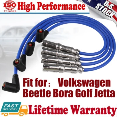 Set of 4 Spark Plug Wires for VW Volkswagen Beetle Jetta Golf GTI City 2007-2010 - Image 1 of 4