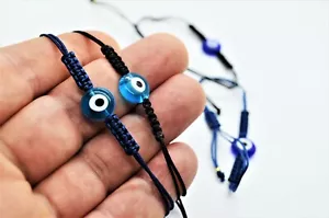 Evil Eye Bracelet - Turkish Evil Eye Bracelet - Adjustable Macrame Bracelet Ojo - Picture 1 of 6