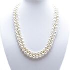Double strands natural genuine white  freshwater  pearl necklace 17.5 " 18 "