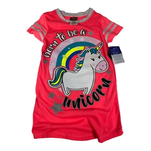 Angel Face Girls Born To Be A Unicorn 1 Piece Pajama Girls Size 4 Neon Pink - Picture 1 of 5