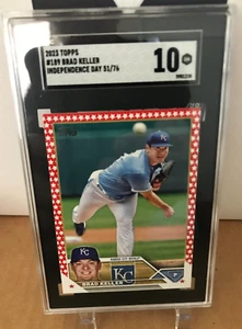 2023 TOPPS SERIES 1 -INDEPENDENCE DAY # 189 BRAD KELLER # 51/76- SGC-10 GEM MINT - Picture 1 of 3