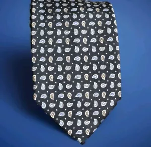 Jos A Bank 3.75x62” Extra Long Necktie Silk Black Paisley Geometric Pattern - Picture 1 of 5