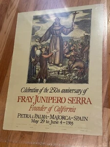 250th anniv. Fray Junipero Serra Founder of California 1963 poster Spain print - Picture 1 of 12