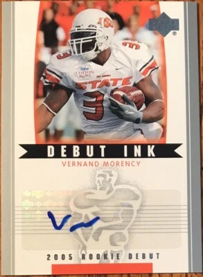 2005 Upper Deck Rookie Debut Ink Vernand Morency #DI-VM Oklahoma State - Image 1 of 2