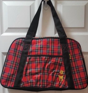 Disney’s Winnie The Pooh Tote Bag Messenger Red Plaid - Picture 1 of 9