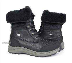 UGG Adirondack III Velvet Croc Black Leather Fur Boots Womens Size 7.5 *NIB*