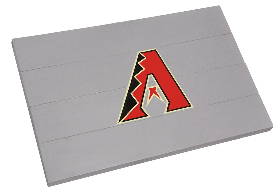 MLB Door Mat Patio Garage Entry Way Solid Wood Grey Finish Team Logo Vinyl Decal - Image 1 of 2