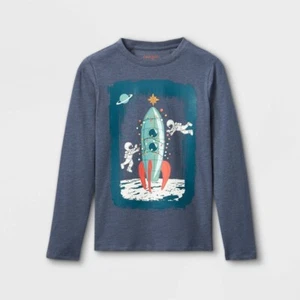 Boys' Spaceship Tree Graphic Long Sleeve T-Shirt Cat & Jack Blue XXL - Picture 1 of 2