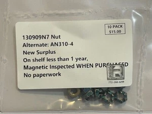 130909N7(Alt. Part #: AN310-4), Nut, 10/pk, New Surplus - Bild 1 von 4