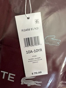Lacoste Kid Colorblock Pique Short Sleeve Polo Bordeaux Red Boys Size 8 10 12 14 - Picture 1 of 16