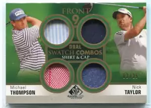 2021 SP Juego Usado Frontal 9 Telas Thompson Nick Taylor Quad Shirt Cap 2/25 - Imagen 1 de 1