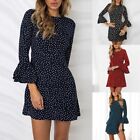 Ladies' Elegant Long Sleeve Short Dress with Chiffon Fabric and Floral Print