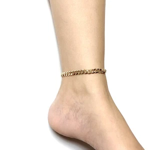 Barefoot Sandals Ankle Bracelet 18K Gold Stainless Steel Anklets 6mm Curb Chain